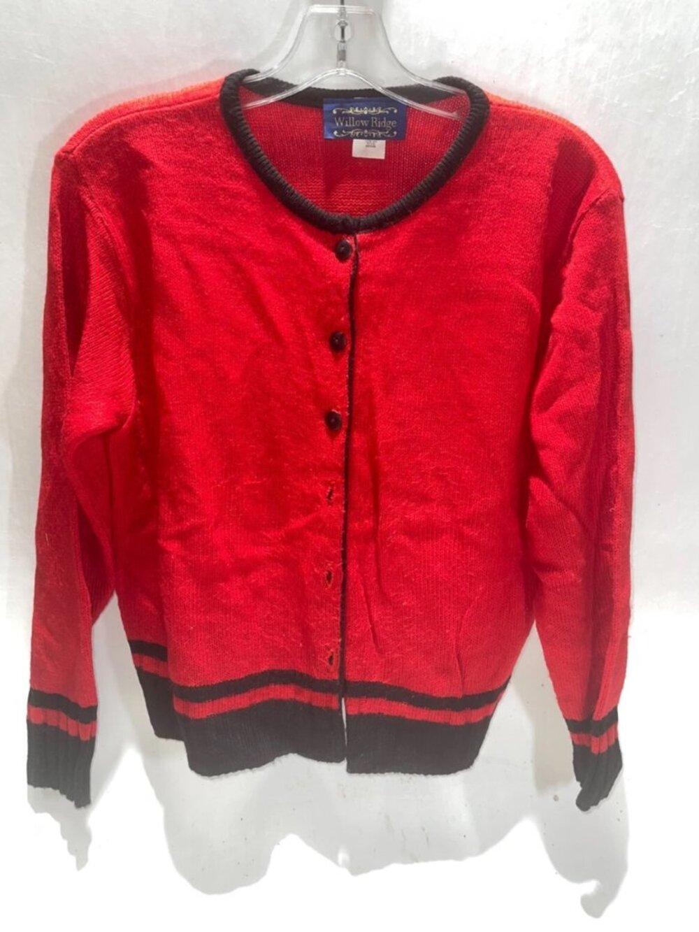 Vintage Willow Ridge Red/Black Sweater Cardigan Women's Size Medium